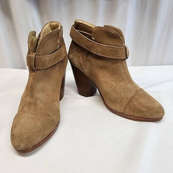 Rag & Bone Women's Harrow Suede Ankle Boot  Size US 7 Camel Block Heel - Picture 2 of 13